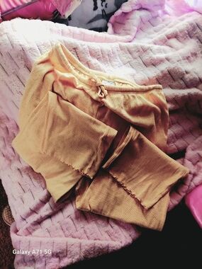 Secret Treasures Women's Straight Leg Pajama Pants in Mustard Yellow